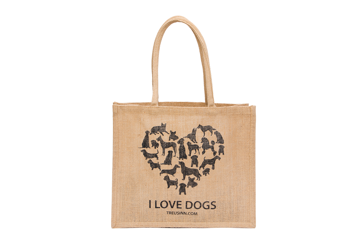 Treusinn Shopper JUTE - I Love Dogs schwarz